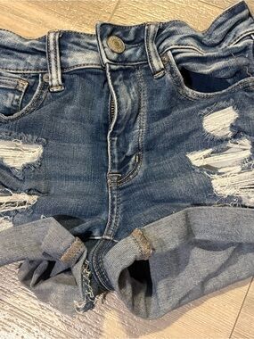 American Eagle Outfitters Distressed Denim Shorts - Dark Blue
